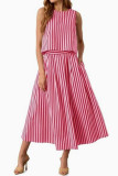 Bohemian Striped Vest Short Skirt 2-piece Set