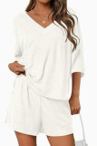 Loose V-neck T-shirt Shorts 2-piece Set
