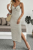 Split Striped Knitted Camisole Dress
