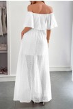 Swiss Dot Waist Cinching Short Sleeved Dress