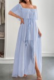 Swiss Dot Waist Cinching Short Sleeved Dress
