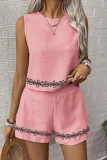 Lace Sleeveless Vest Shorts 2-piece Set