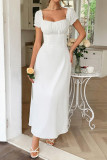 One Shoulder Short Sleeved Waist Cinched Dress
