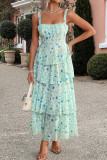 Floral Contrasting Chiffon Camisole Dress