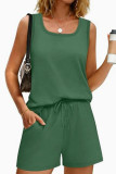 Casual U-Neck Sleeveless Vest Shorts 2-piece Set