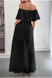 Swiss Dot Waist Cinching Short Sleeved Dress
