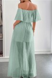 Swiss Dot Waist Cinching Short Sleeved Dress