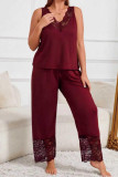 Large Size Lace T-shirt Pants Two-piece Set