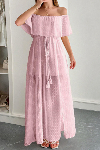 Swiss Dot Waist Cinching Short Sleeved Dress