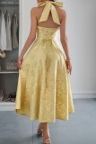Hanging Neck Waist Cinching Dress