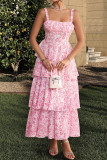 Floral Contrasting Chiffon Camisole Dress