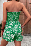 Printed Ruffle Edge Strapless Jumpsuit