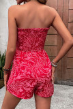 Printed Ruffle Edge Strapless Jumpsuit