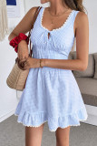 Floral V-neck Waist-accented Sleeveless Dress