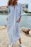 Loose Striped Shirt Pocket Dress