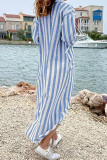 Loose Striped Shirt Pocket Dress