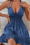 V-neck Camisole Waist Cinched Sleeveless Dress