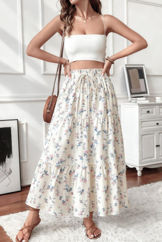 Printed High Elastic Waist Skirt
