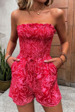 Printed Ruffle Edge Strapless Jumpsuit