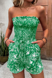 Printed Ruffle Edge Strapless Jumpsuit