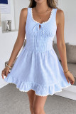 Floral V-neck Waist-accented Sleeveless Dress