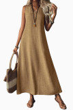 Sleeveless V-neck Back Zipper Dress