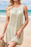 Wave Pattern Hollow Knitted Sleeveless Dress