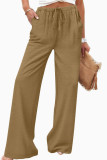 Solid Color Elastic Waist Wide Leg Pants