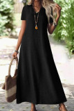 Solid Color V-neck Short Sleeved Dress