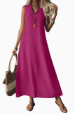 Sleeveless V-neck Back Zipper Dress
