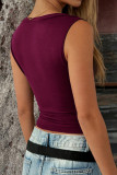V-neck Sleeveless Solid Color Vest