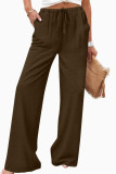 Solid Color Elastic Waist Wide Leg Pants