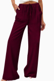 Solid Color Elastic Waist Wide Leg Pants