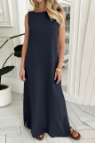 Solid Color Sleeveless Split Vest Dress