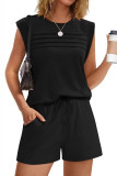 Solid Color Round Neck T-shirt Shorts 2-piece Set