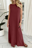 Solid Color Sleeveless Split Vest Dress