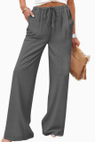 Solid Color Elastic Waist Wide Leg Pants