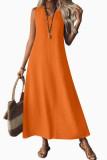 Sleeveless V-neck Back Zipper Dress
