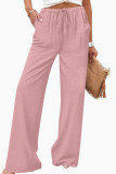 Solid Color Elastic Waist Wide Leg Pants