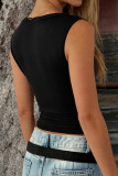 V-neck Sleeveless Solid Color Vest