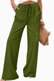 Solid Color Elastic Waist Wide Leg Pants