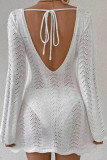 Hollow Knit Sunscreen Bikini Cover Up Dress