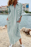 Loose Striped Shirt Pocket Dress