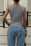 Stacked Collar Vest Metal Sleeveless Shirt