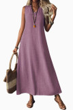 Sleeveless V-neck Back Zipper Dress