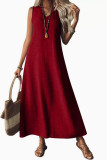 Sleeveless V-neck Back Zipper Dress