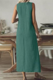 Sleeveless V-neck Back Zipper Dress