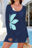 Hollow Knit Long Sleeved Beach Dress