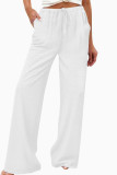 Solid Color Elastic Waist Wide Leg Pants
