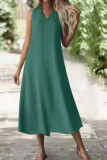 Sleeveless V-neck Back Zipper Dress